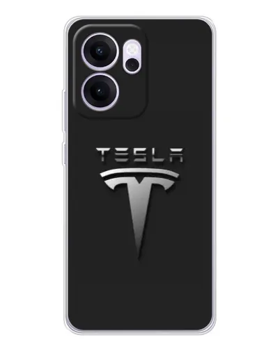 Чехол для OPPO Reno14 FS с картинкой «Стальной логотип Tesla»