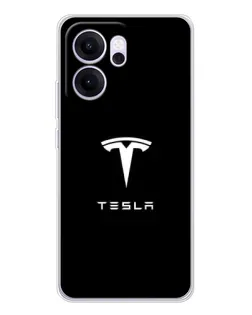 Чехол для OPPO Reno14 FS с картинкой «Tesla White Logo»