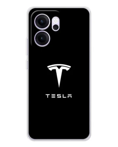 Чехол для OPPO Reno14 FS с картинкой «Tesla White Logo»
