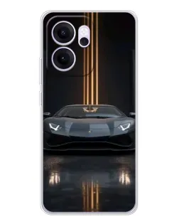 Чехол для OPPO Reno14 FS с картинкой «Lamborghini золотые линии»