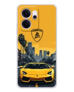 Чехол для OPPO Reno14 FS с картинкой «Желтый Lamborghini город» Чехол для OPPO Reno14 FS с картинкой «Желтый Lamborghini город»