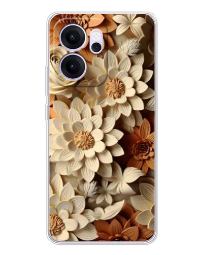 Чехол для OPPO Reno14 FS с картинкой «Бежевый флористический декор»