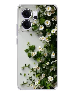 Чехол для OPPO Reno14 FS с картинкой «Ветка мелких белых цветов»