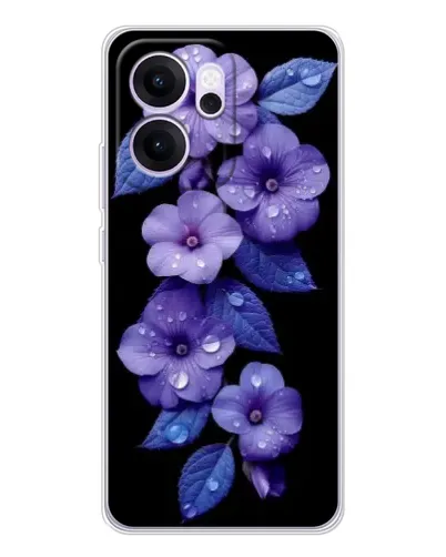 Чехол для OPPO Reno14 FS с картинкой «Фиолетовые цветы с росою»