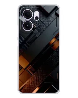Чехол для OPPO Reno14 FS с картинкой «Черные геометрические блоки»