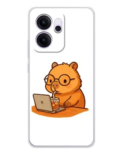 Чехол для OPPO Reno14 FS с картинкой «Капибара с ноутбуком» Чехол для OPPO Reno14 FS с картинкой «Капибара с ноутбуком»