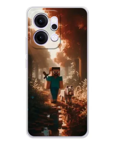 Чехол для OPPO Reno14 Pro с картинкой «Стив в лесу»