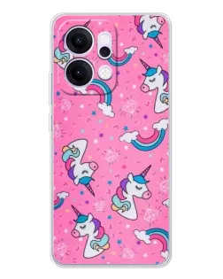 Чехол для OPPO Reno14 Pro с картинкой «Unicorn паттерн розовый» Чехол для OPPO Reno14 Pro с картинкой «Unicorn паттерн розовый»