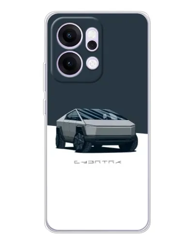 Чехол для OPPO Reno14 Pro с картинкой «Серебристый Cybertruck Tesla»
