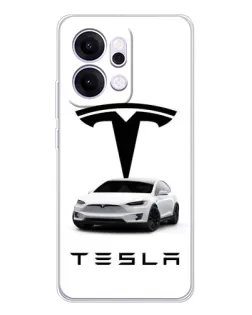 Чехол для OPPO Reno14 Pro с картинкой «Tesla White Style» Чехол для OPPO Reno14 Pro с картинкой «Tesla White Style»