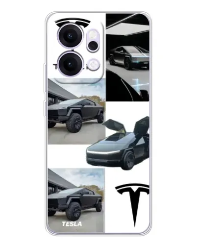 Чехол для OPPO Reno14 Pro с картинкой «Коллаж Cybertruck Tesla»