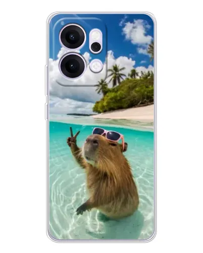 Чехол для OPPO Reno14 Pro с картинкой «Капибара на море»