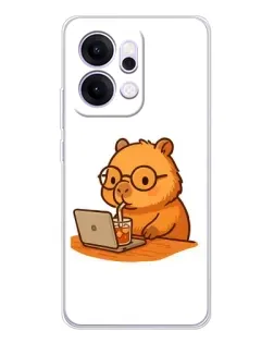 Чехол для OPPO Reno14 Pro с картинкой «Капибара с ноутбуком»