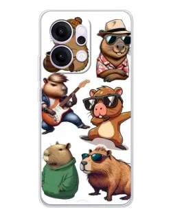 Чехол для OPPO Reno14 Pro с картинкой «Крутые капибары музыканты»