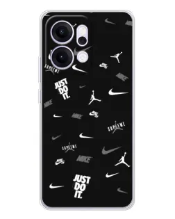 Чехол для OPPO Reno14 с картинкой «Nike Black Pattern»