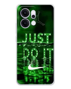 Чехол для OPPO Reno14 с картинкой «Зеленый неоновый Nike»