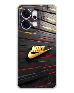 Чехол для OPPO Reno14 с картинкой «Золотой Nike на металле»