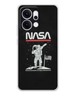 Чехол для OPPO Reno14 с картинкой «NASA — шагаем по Луне»