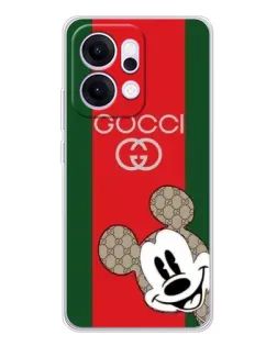 Чехол для OPPO Reno14 с картинкой «Gucci — полосы и Микки»