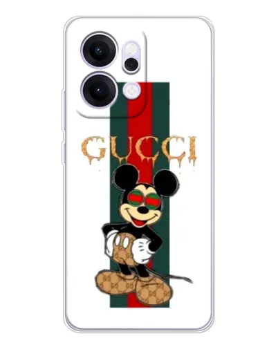 Чехол для OPPO Reno14 с картинкой «Микки Маус Gucci — полосы»