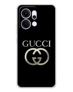 Чехол для OPPO Reno14 с картинкой «Gucci — золото на черном»
