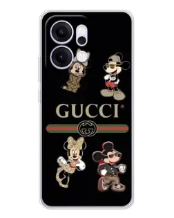 Чехол для OPPO Reno14 с картинкой «Gucci — герои Disney и монограмма»