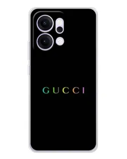Чехол для OPPO Reno14 с картинкой «Gucci — неоновый минимализм»