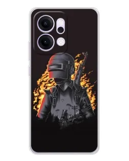 Чехол для OPPO Reno14 с картинкой «PUBG — огненный силуэт»