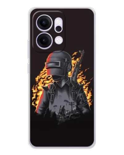 Чехол для OPPO Reno14 с картинкой «PUBG — огненный силуэт»