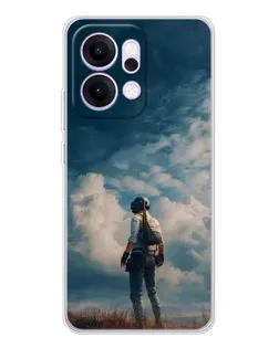 Чехол для OPPO Reno14 с картинкой «Герой PUBG на скале»