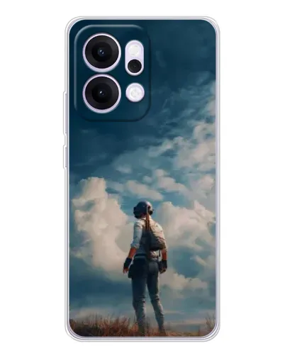 Чехол для OPPO Reno14 с картинкой «Герой PUBG на скале»