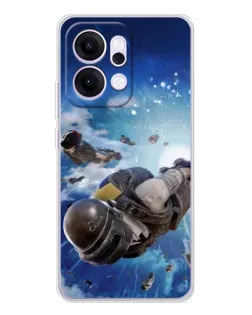 Чехол для OPPO Reno14 с картинкой «Десант PUBG — прыжок»