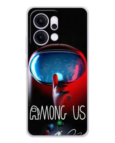Чехол для OPPO Reno14 с картинкой «Красный импостер — макро»