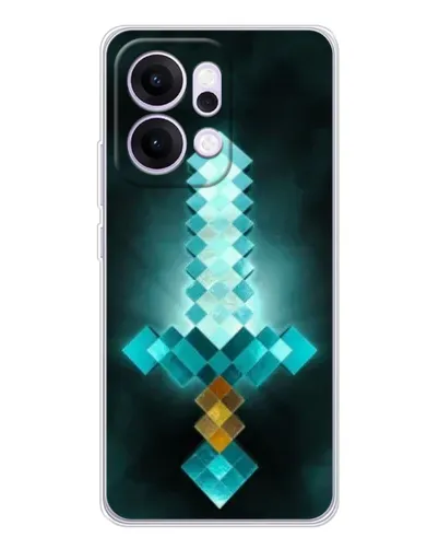 Чехол для OPPO Reno14 с картинкой «Алмазный меч неон»