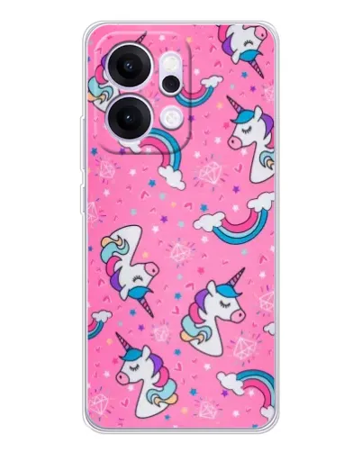 Чехол для OPPO Reno14 с картинкой «Unicorn паттерн розовый» Чехол для OPPO Reno14 с картинкой «Unicorn паттерн розовый»
