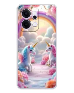 Чехол для OPPO Reno14 с картинкой «Радуга и единороги» Чехол для OPPO Reno14 с картинкой «Радуга и единороги»