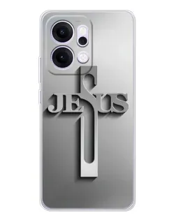 Чехол для OPPO Reno14 с картинкой «Металлический крест Jesus»