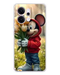 Чехол для OPPO Reno14 с картинкой «Микки с тюльпанами»