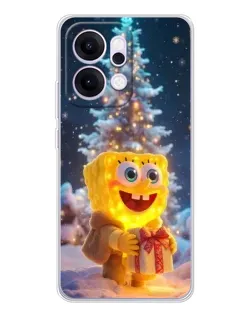 Чехол для OPPO Reno14 с картинкой «Рождественский Спанч Боб»