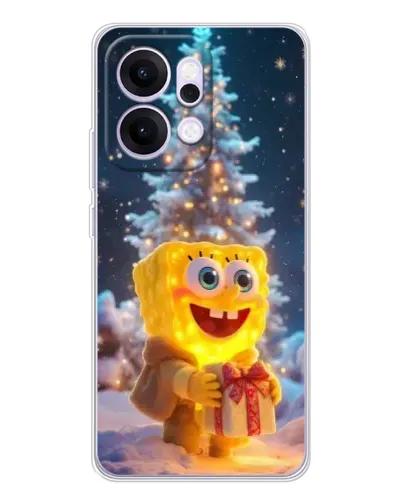 Чехол для OPPO Reno14 с картинкой «Рождественский Спанч Боб»