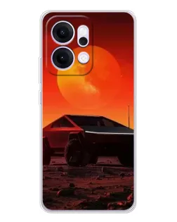 Чехол для OPPO Reno14 с картинкой «Cybertruck на Марсе»