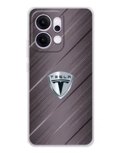 Чехол для OPPO Reno14 с картинкой «Металлическая текстура Tesla»