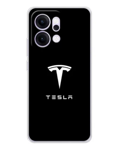 Чехол для OPPO Reno14 с картинкой «Tesla White Logo» Чехол для OPPO Reno14 с картинкой «Tesla White Logo»