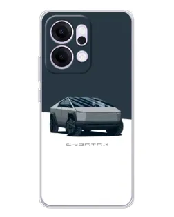 Чехол для OPPO Reno14 с картинкой «Серебристый Cybertruck Tesla»