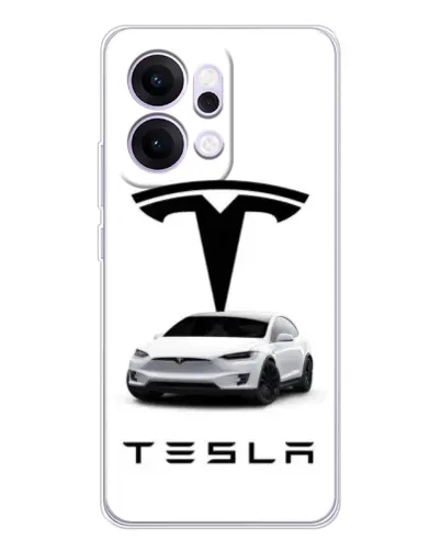 Чехол для OPPO Reno14 с картинкой «Tesla White Style» Чехол для OPPO Reno14 с картинкой «Tesla White Style»