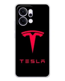 Чехол для OPPO Reno14 с картинкой «Tesla Red Logo»