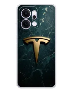 Чехол для OPPO Reno14 с картинкой «Мраморная Tesla Gold»