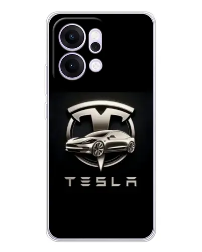 Чехол для OPPO Reno14 с картинкой «Tesla — серебристое авто» Чехол для OPPO Reno14 с картинкой «Tesla — серебристое авто»