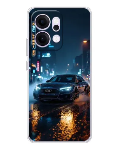 Чехол для OPPO Reno14 с картинкой «Ночной город и Audi»