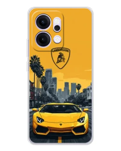 Чехол для OPPO Reno14 с картинкой «Желтый Lamborghini город» Чехол для OPPO Reno14 с картинкой «Желтый Lamborghini город»